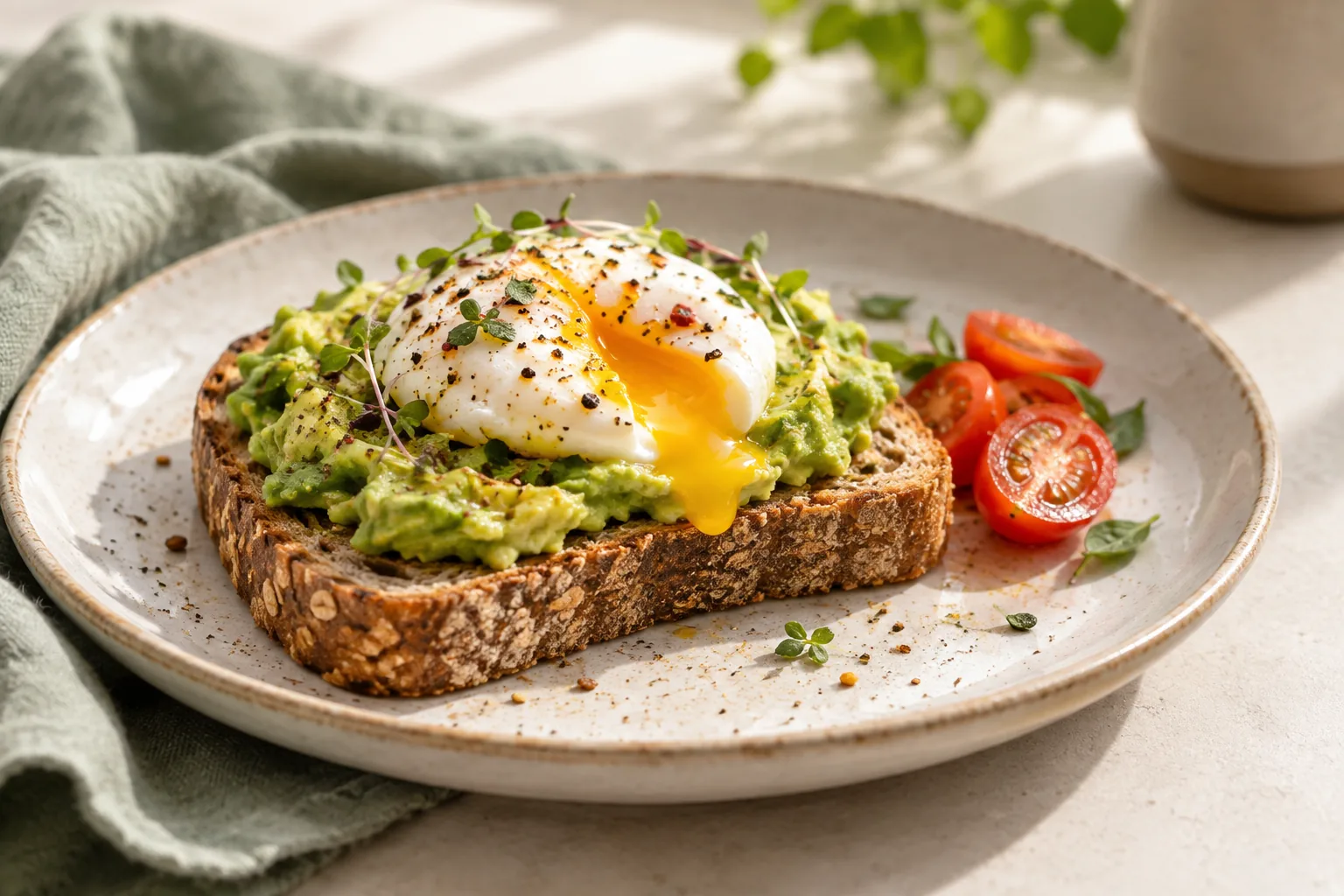 Tostada integral con aguacate y huevo